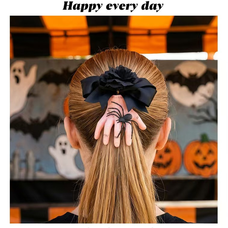 TEMU 1pc New Halloween Realistic Broken Hand Hair Clip Black Bow Claw Clip Dark Style Accessory, Laundry Bags