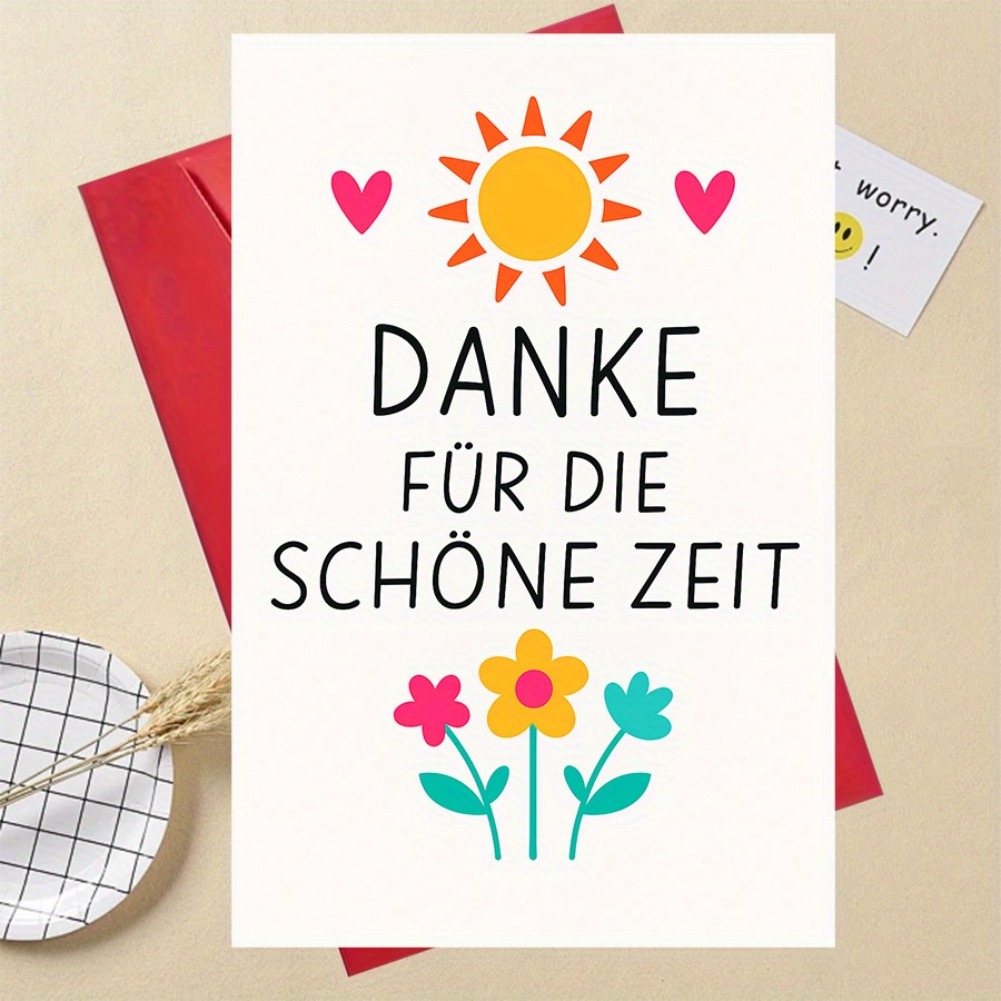 Thank-you Gift Card, Perfect For Expressing Gratitude To Colleagues Or . This German Farewell Card Features A Cute , Making It An Ideal Farewell Gift For Coworkers, Teachers, Or