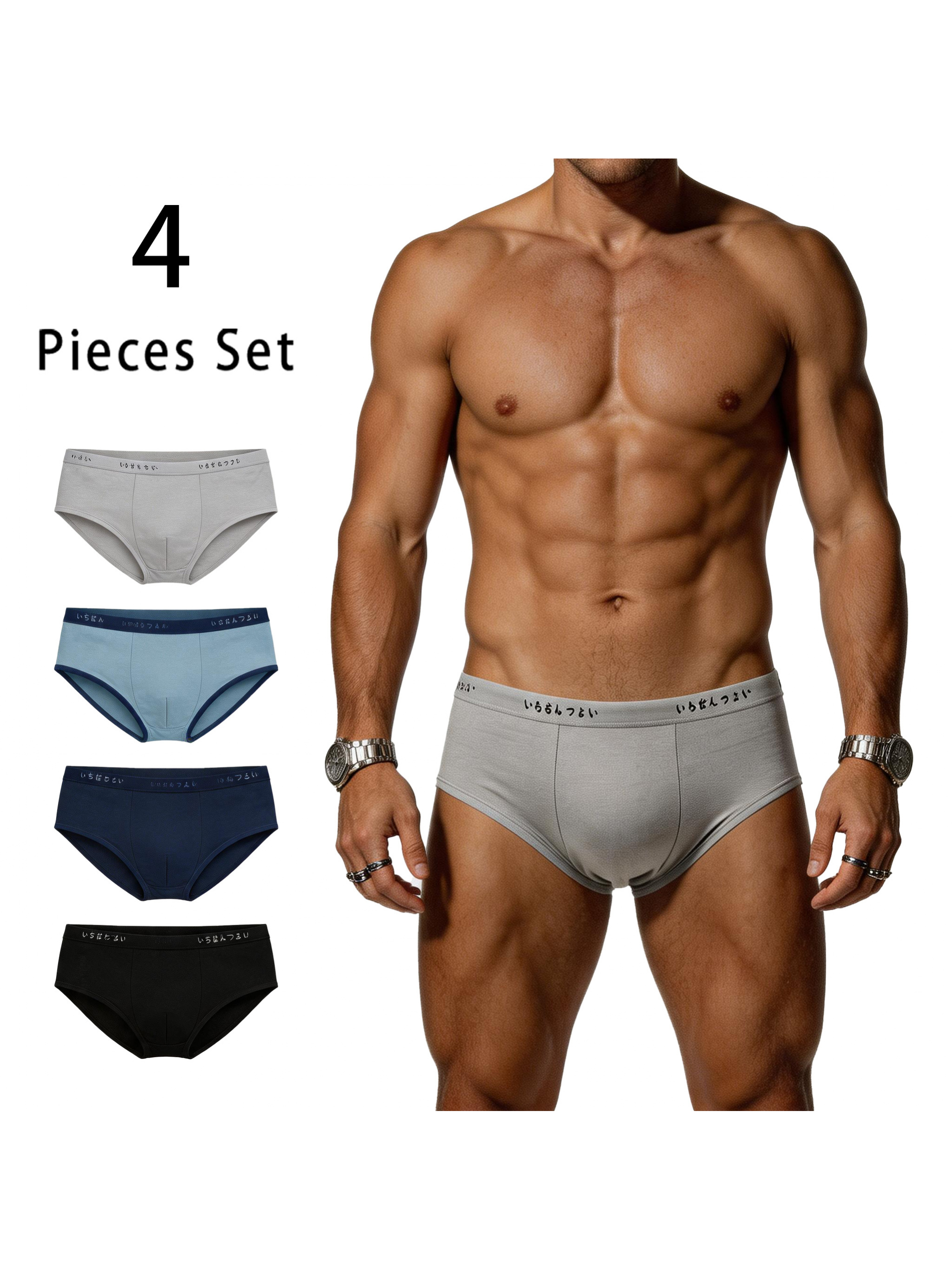 4pcs mens comfortable breathable   briefs underwear   lightweight stretch flexible daily wear   shorts
