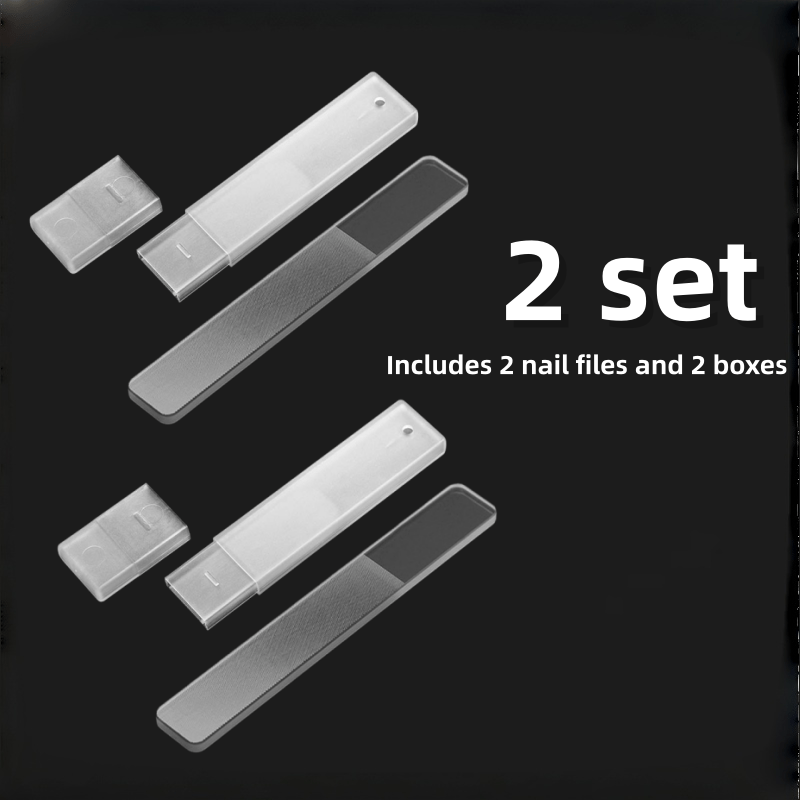 TEMU 2 Sets Of Nano Glass For Nail Files, Including 2pcs For Nail Files And 2pcs Packaging Boxes, For Nail Care Polishing Tools, Sanding Strips,