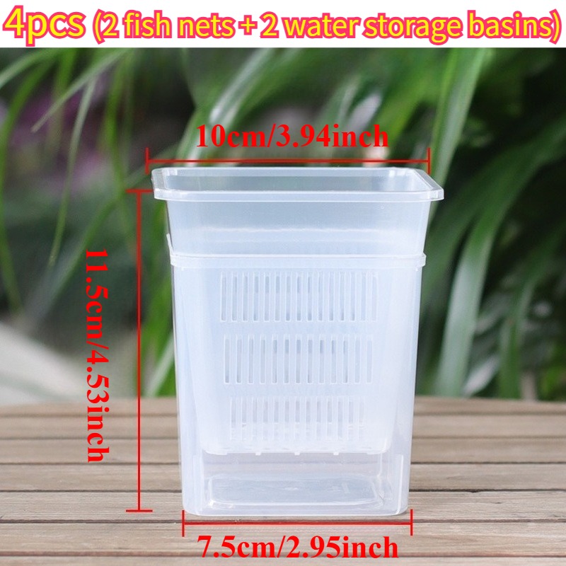 TEMU 4pcs (2 Net Pots + 2 Water Storage Pots) Orchid Pots With Breathable And Root Control Functions, Using Semi-hydroponic Water-, And Equipped With