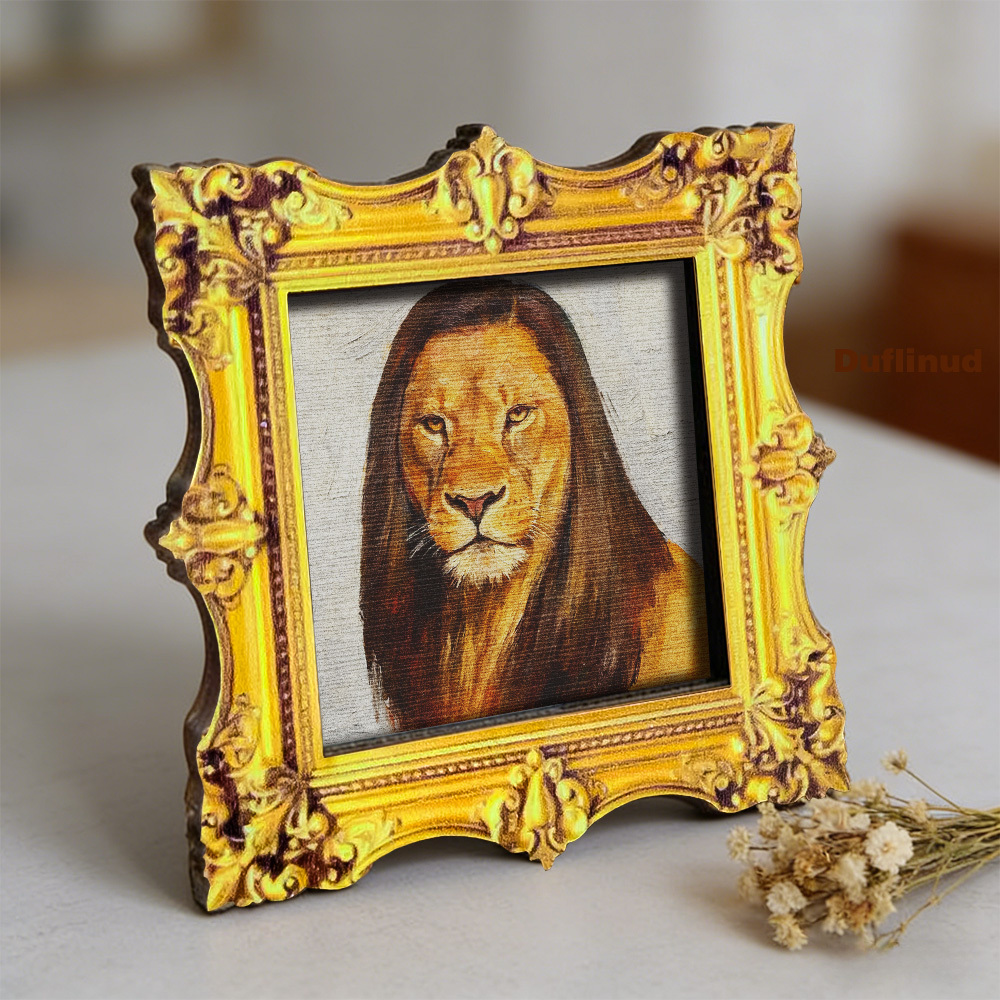 TEMU 1pc Duflinud Lion Magnet Suitable For Fridge, Wood Decoration With Realistic Lion Portrait & , Square Mini Lion Statue Door, Wood Fridge Magnets