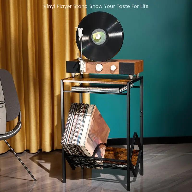 TEMU 1pc 2- Tier Vintage Style, Artistic, Vinyl Record Storage, Record Holder, Vinyl Record Stand, Bookshelf, Album Storage Rack For Vinyl Records,