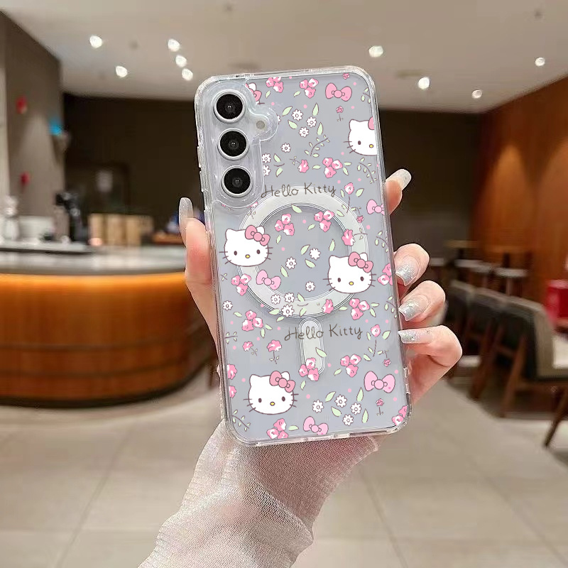 Image of Phone Case - Officially Licensed Hello Kitty Phone Case Featuring Fragrant Flowers, Designed For S22, S23, S24, S24 Plus, S24 Ultra, And S25 Plus/ultra In A
