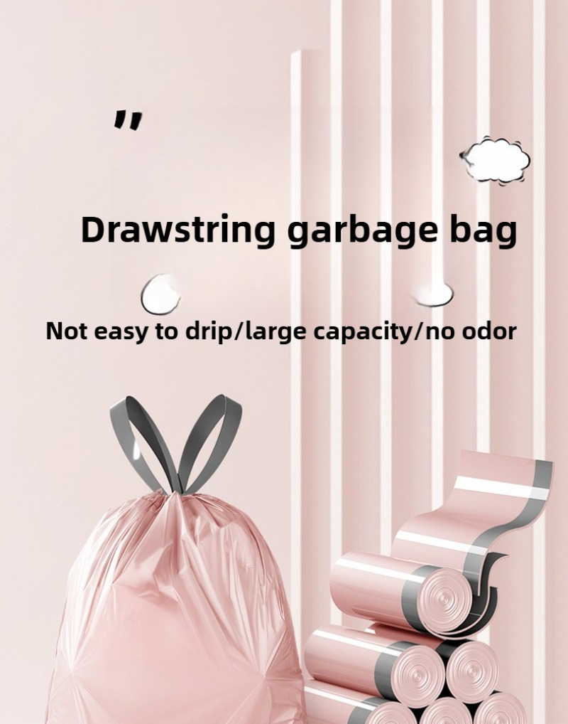 400 ultra-thick drawstring garbage bags - multi-functional   plastic garbage bags for kitchen, bathroom and living room cleaning details 0