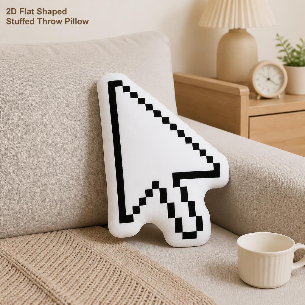 TEMU Arrow Computer Pointer Pixel-byimg 2d Flat Printing Shaped Stuffed Throw Pillow, Perfect For Sofa Bedroom Living Room Decor For Office And Car,