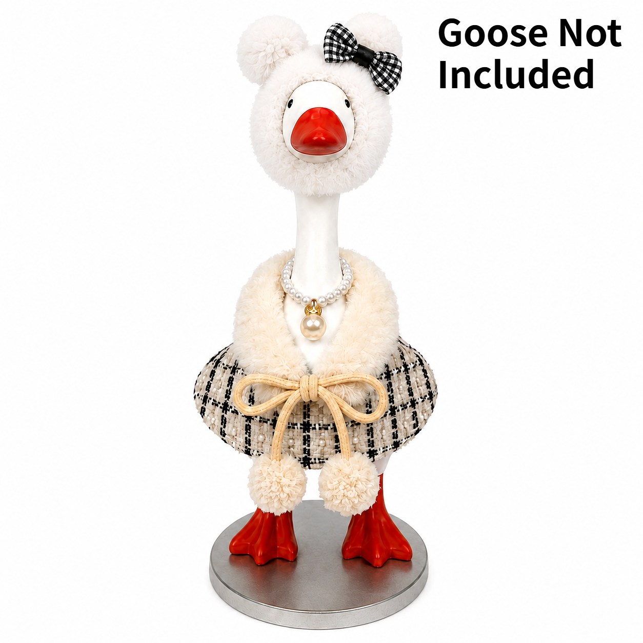 TEMU Accessoires pour canard de bureau de 7 pouces, ensemble de collier de perles et nœud papillon pour robe à carreaux, décoration de table mignonne