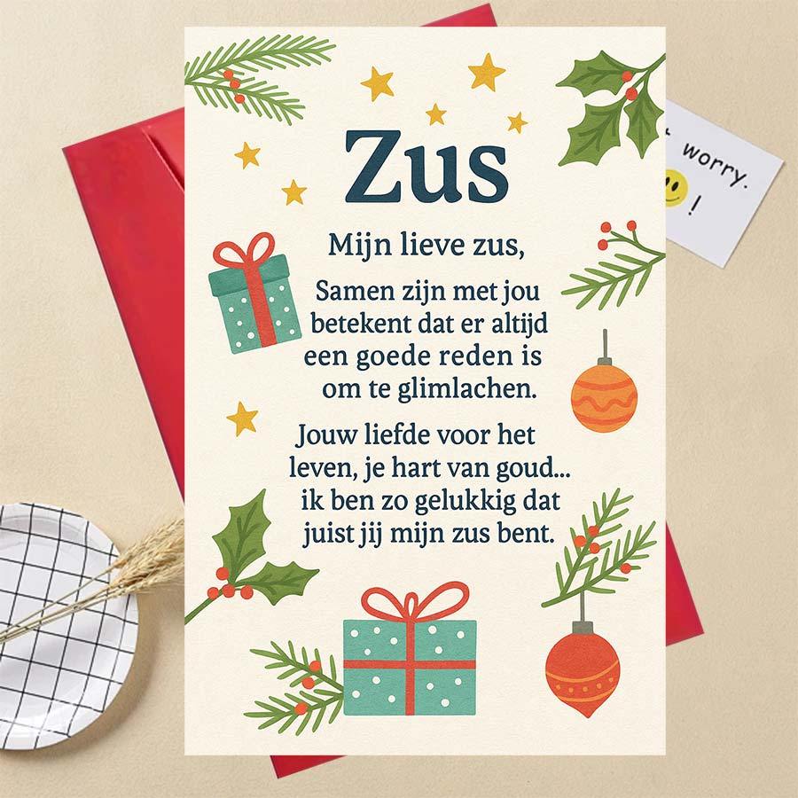 TEMU 1pc Dutch Christmas Greeting Card With English Translation - Bilingual Holiday Wishes (zus/ Brother/sister) - Dutch Text & English Message -
