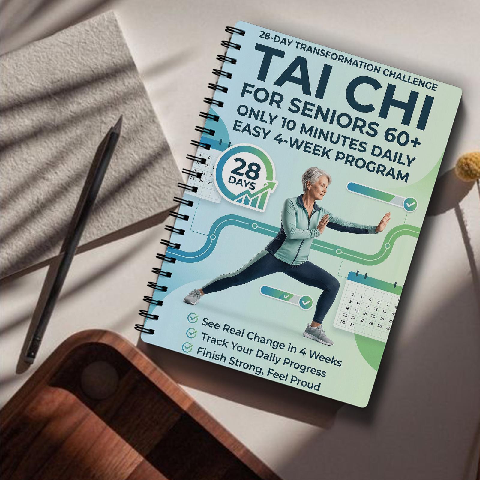 item picture Tai Chi Practice Book for Seniors & Beginners - Spiral-Bound with Progressive Daily Exercises, Gentle Movement Routines Suitable for Fitness, Training, Practice, Step--Step Tai Chi Guide
