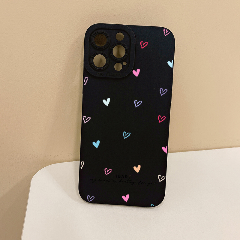 TEMU Phone Case - A Stylish And Innovative Phone Case Featuring A Colorful Hearts Design, Designed To Be Shock-resistant, Compatible With For Iphone