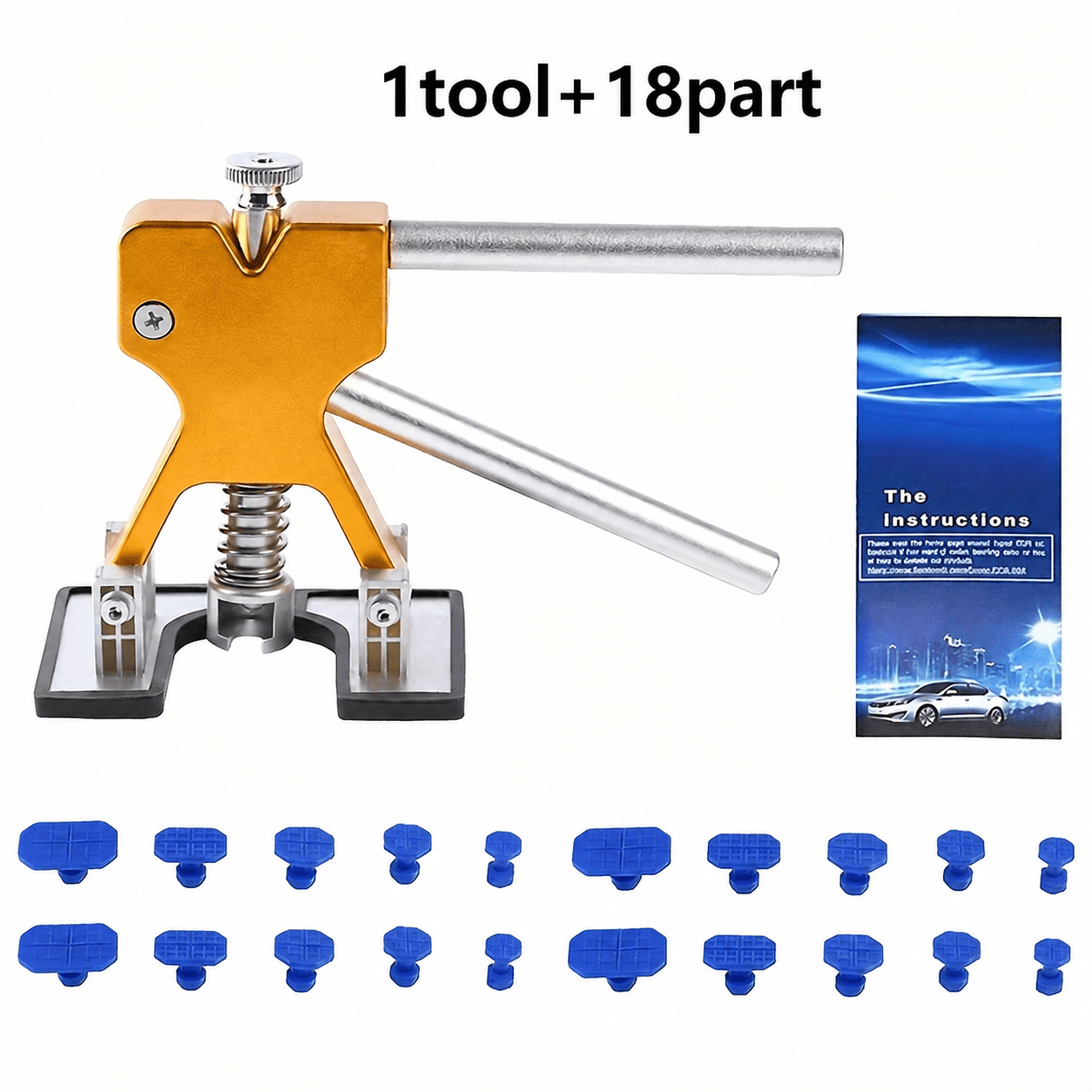 TEMU 1pc: Seamless Dimple Repair Kit, Consisting Of A Set Of Dimple Repair Tools And A Golden Tool Lifter, Equipped With 18dimple Extraction Clips,