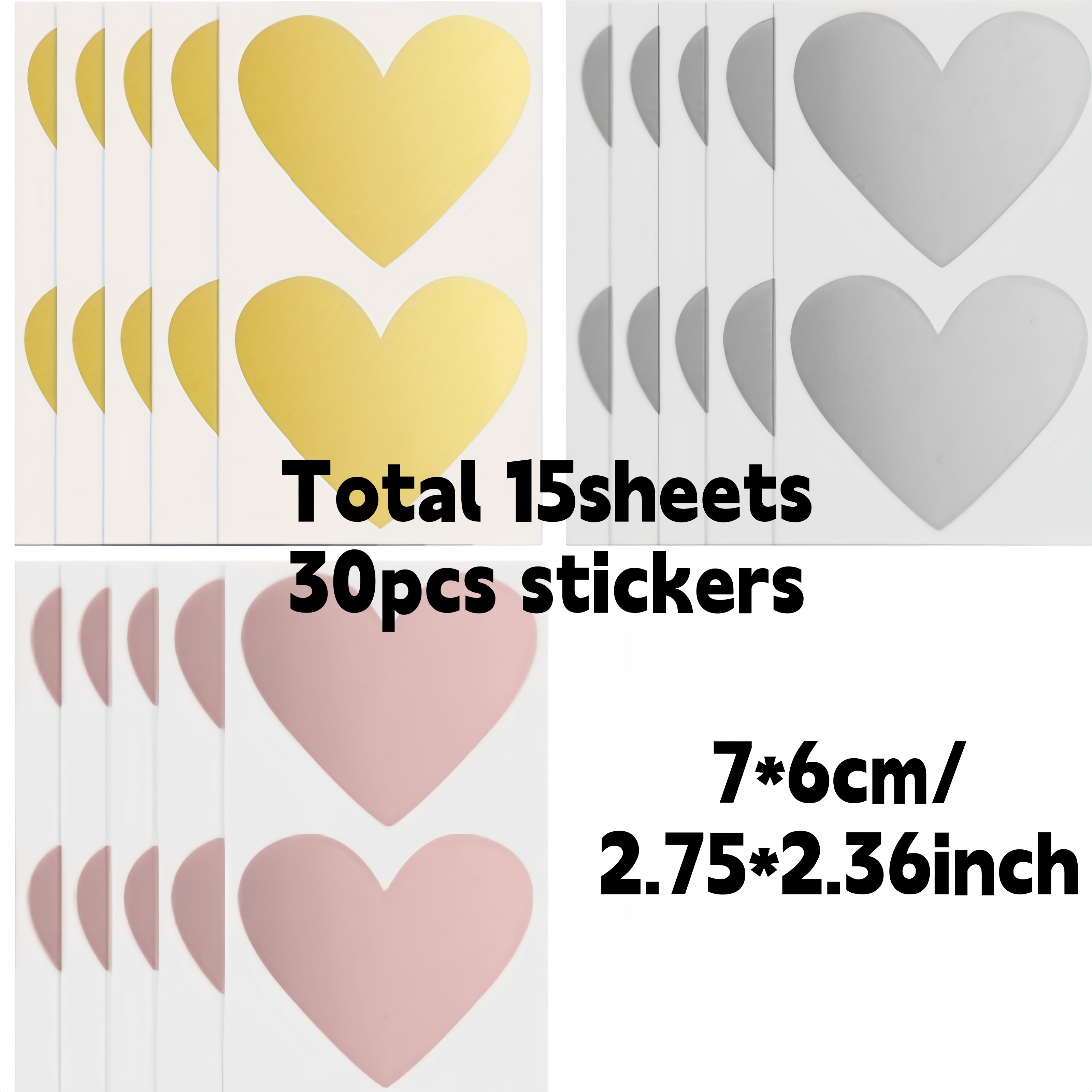 TEMU 30pcs Combo Set, Heart-shaped Scratch-off Stickers, Greeting Cards, Wedding Gift Cards, And Game Cards- 2.36x2.76inch, Semi-, Promotional