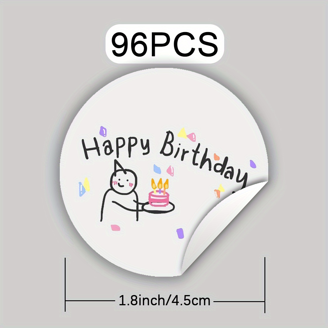 TEMU 96개, 재미있는 그림 생일 스티커 시트, 생일 선물 포장 태그