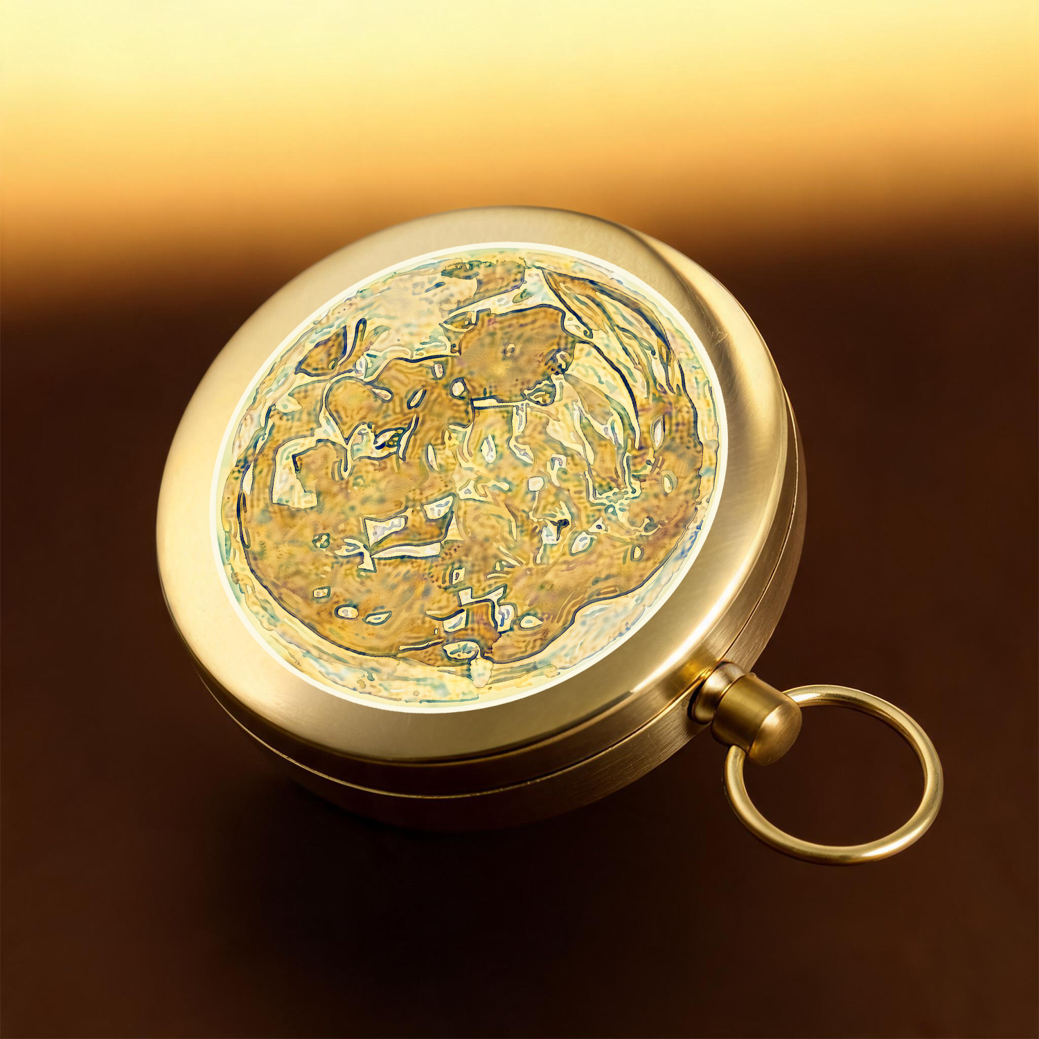 1 pancake vintage pure copper flip cover pocket compass waterproof mini portable compass with key ring for camping hiking climbing travel survival outdoor navigation tool Product details 6
