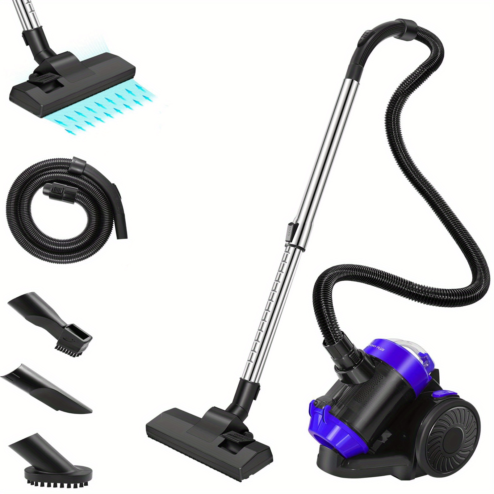 TEMU Bagless Cylinder Vacuum Cleaner, Powerful Lightweight Floor & Carpet Bagless Vacuums Pet Vacuum Cleaner For Hard Floor & Carpet, 4m Long Corded,