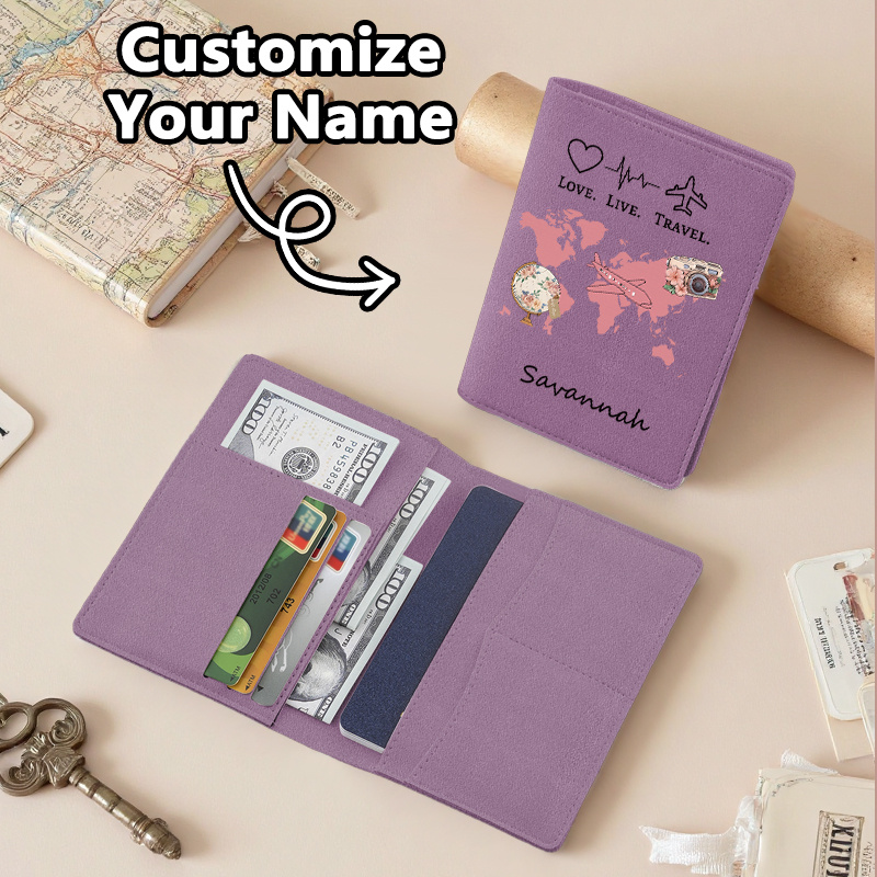 TEMU Custom Airplane-shaped Passport Holder With Name And Text - In Multiple Colors, Customizable With Name And Text. Used As A Passport Holder,