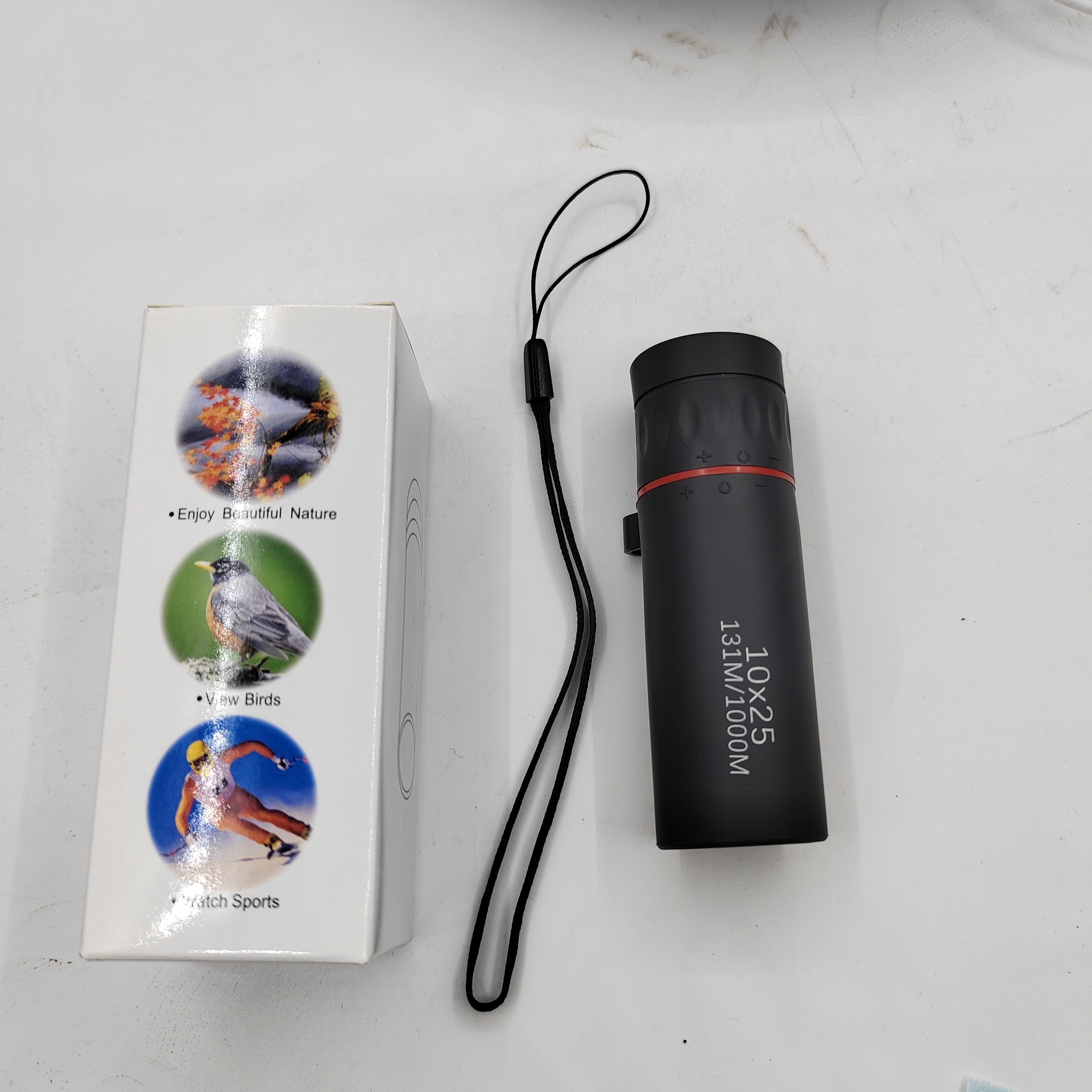 TEMU 3pcs/set (exquisite Packaging And Telescope And Rope) Model 10x25 Compact Pocket Monocular Telescope - Hd Fixed Focus Handheld Scope For Bird