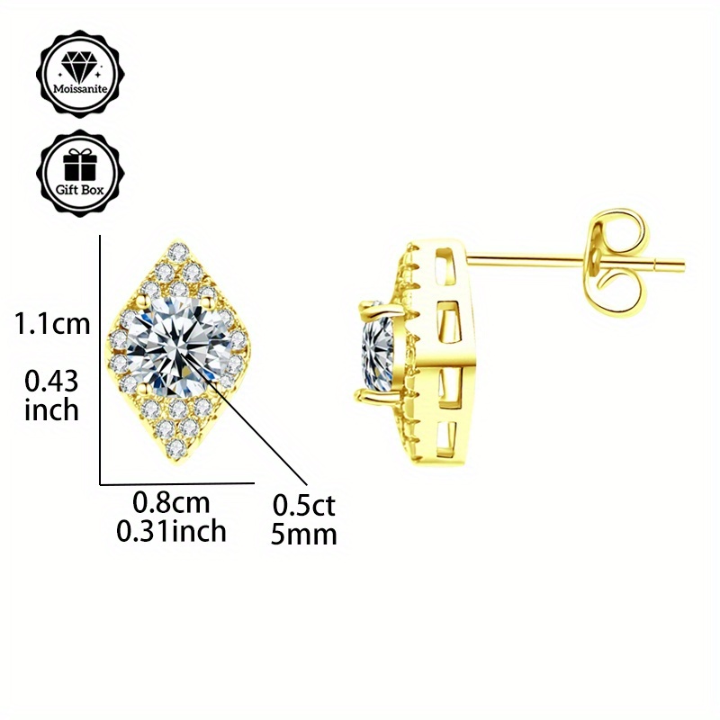 Minimalist Eye-Shaped Moissanite Stud Earrings Set