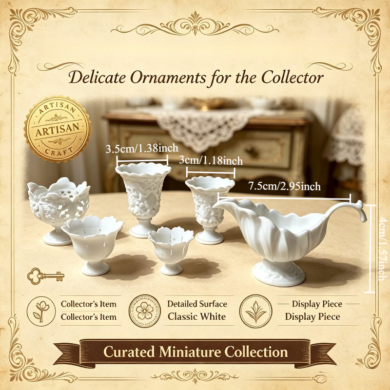 TEMU 6pcs/set Miniature European-style Ornament Series, White Film Combination Model Ornaments, Diy Hand-painted, Suitable For Dollhouse Model House