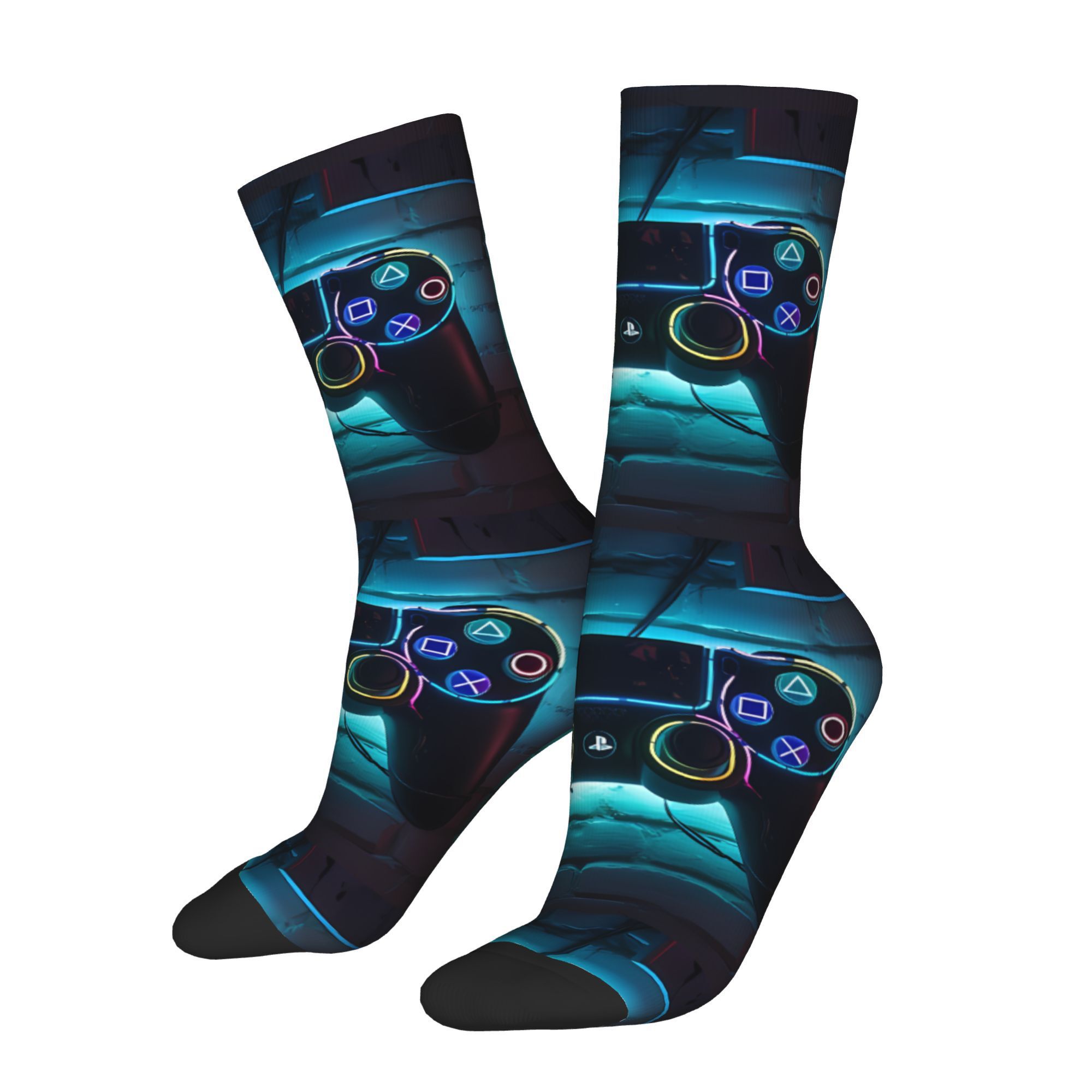 

Game Console Controller Pattern 1 Pair Men's Mid-calf Crew Socks, Comfy Casual Sports Socks For Basketball Running