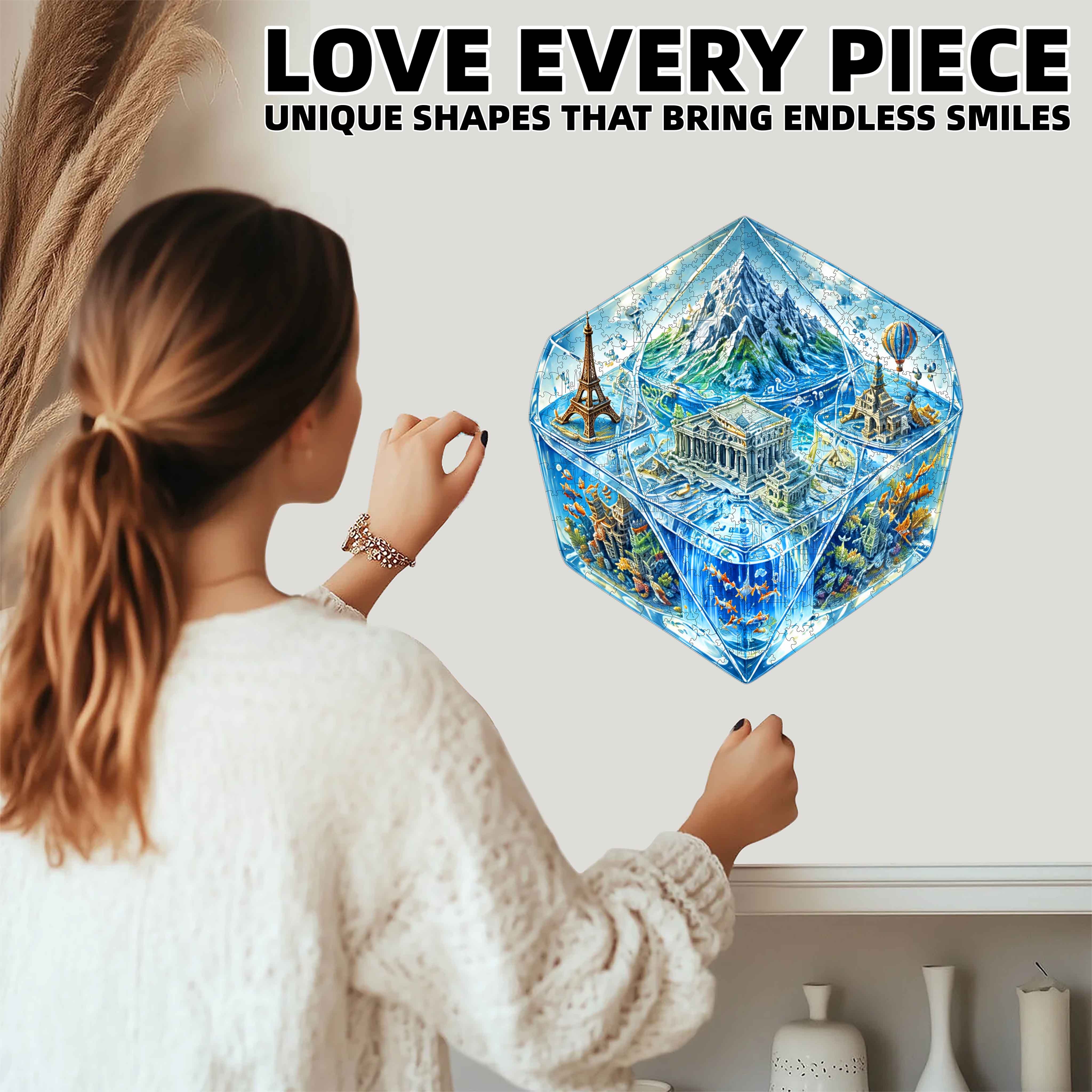 502pcs Crystal Cube World Wooden Puzzle, High Difficulty Gift