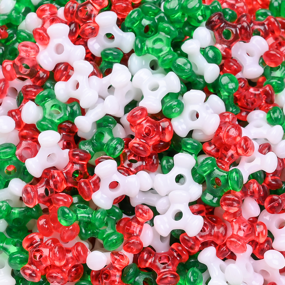 TEMU 500pcs 9*10mm Mixed Christmas Acrylic Triangle Beads For Jewelry Making Handmade Flower Garlands Canes, Christmas Decorations Christmas Craft