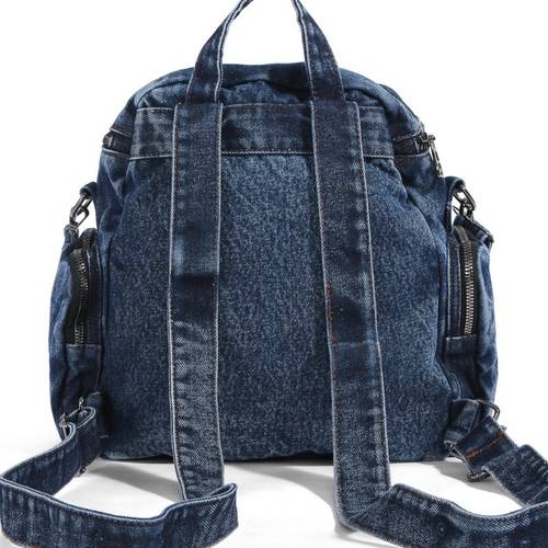 denim backpack vintage washed distressed luxury convertible studded punk crossbody bag casual versatile student