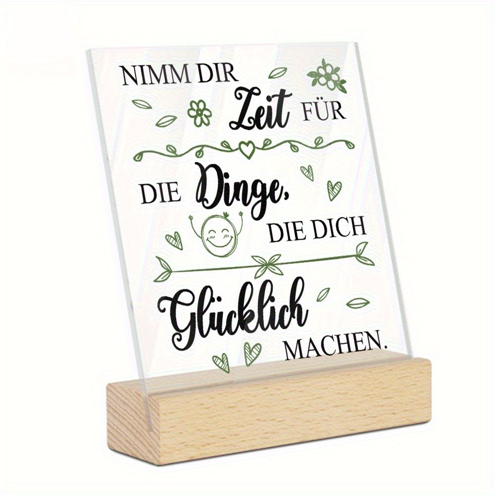 2D Flat, Flat Putuo Decoration, 1pc German Square Acrylic Sign with Sturdy Base, Spend Time   That  , Tabletop Decor for Home, Farmhouse, Cafe, Coffee Shop, Gift