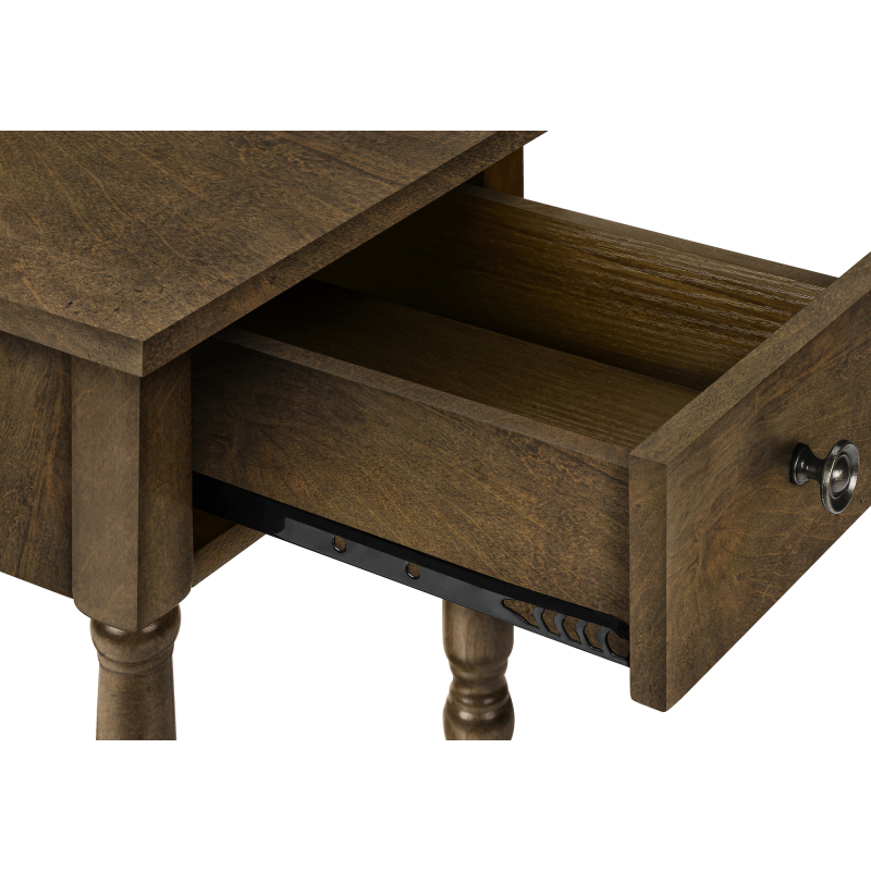 Accent Table 2 Tier End Side Table Nightstand Bedroom Narrow Lamp Storage Drawer Brown Veneer Traditional