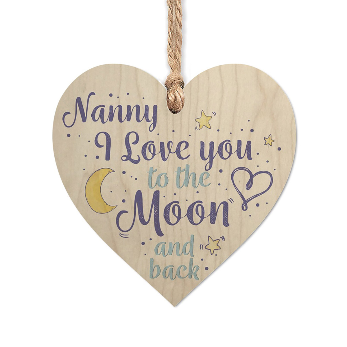 TEMU 2d Flat, 1pc 1pcs Nanny Gifts "i Love You " Wooden Hanging Heart Ornament - Retro Decor Suitable For Nanny Appreciation, Wall Hanging, Shower