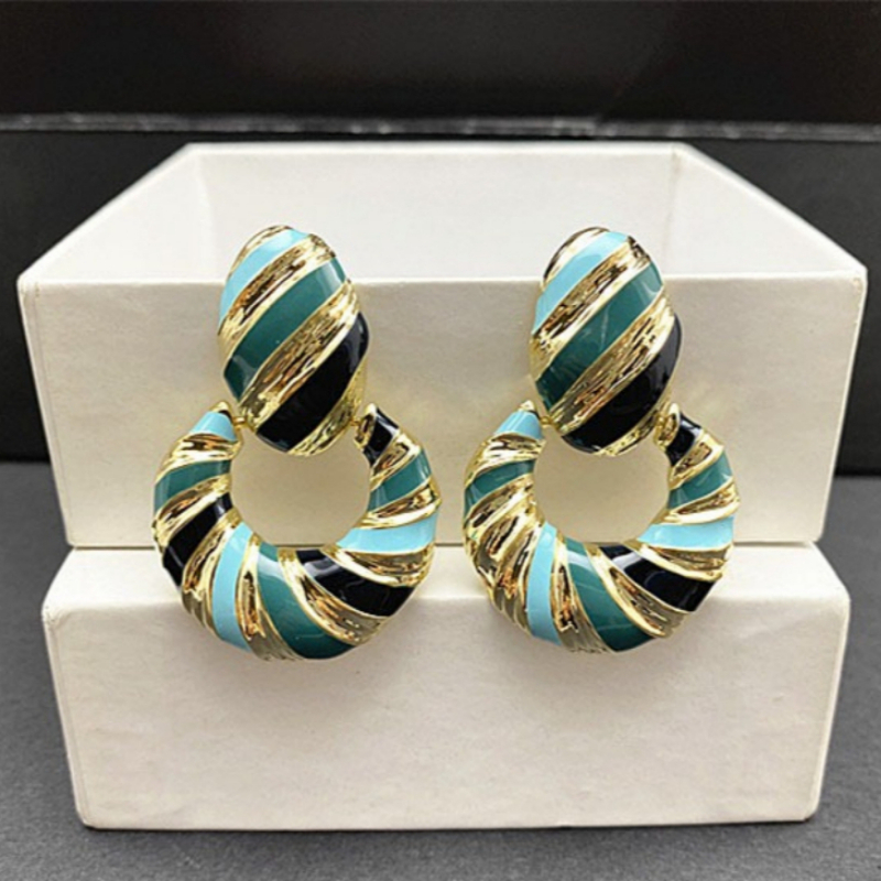 Women's Retro Multicolor Enamel Statement Drop Earrings, Trendy
