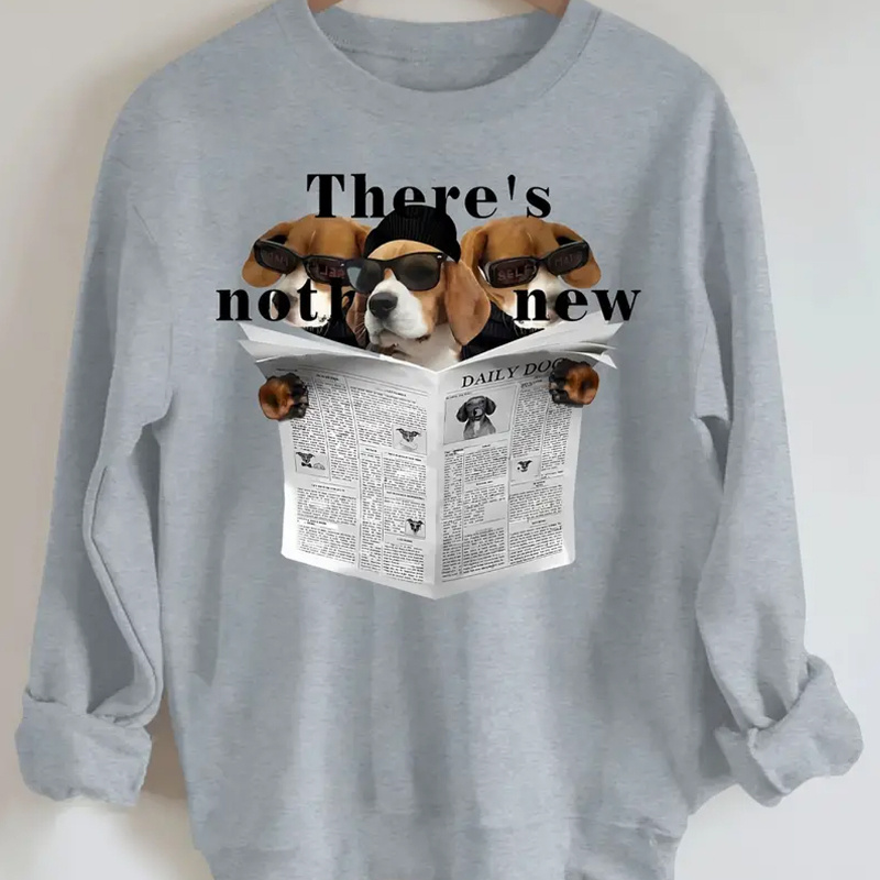 

1pc Women's Casual Crew Neck Sweatshirt With Beagle , Polyester, Animal Pattern, For Autumn & Winter