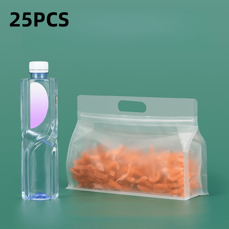 Image of 25 Count Transparent Strong Lock Pet/pe Storage Bags For Snacks, Tea, Noodles | Safe For Freezer, Ideal For Pantry Storage And Produce