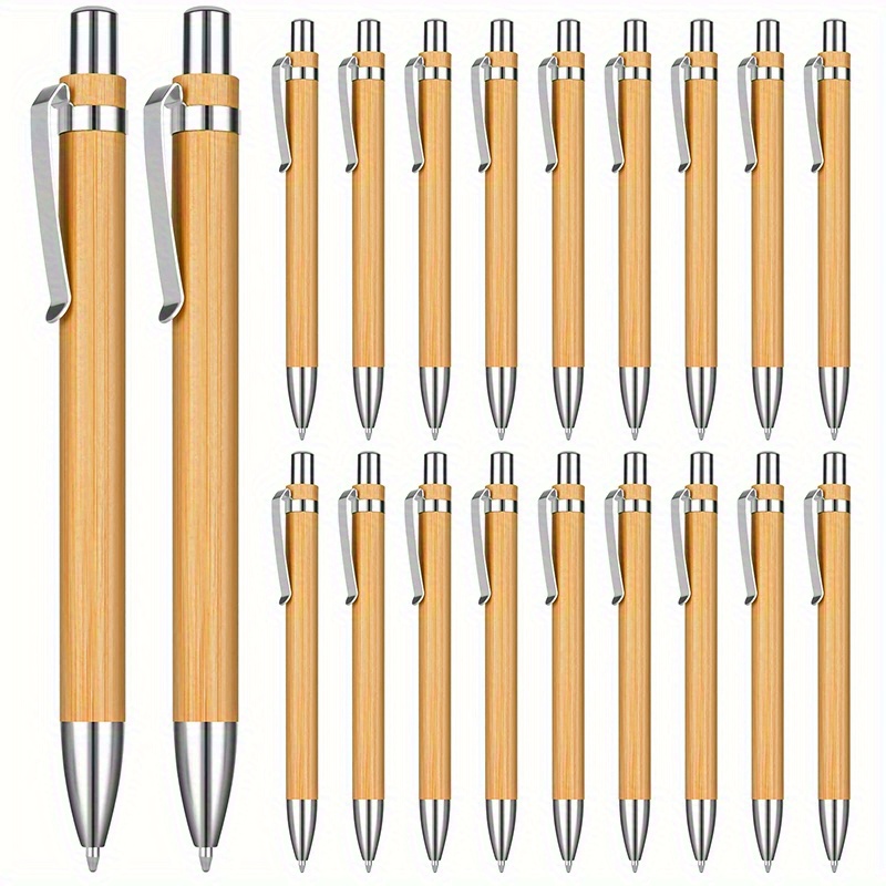 100pcs of bamboo wood ballpoint pens 1 0mm medium thickness retractable round body black ink suitable for office and school stationery writing Product details 0