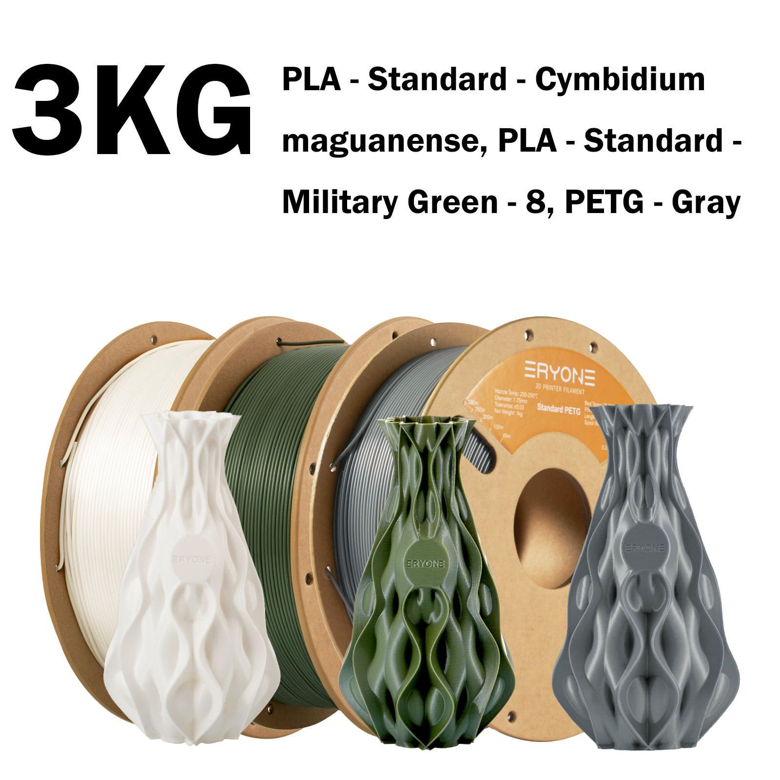 Image of Eryone 3kg Pla & Combination 3d Printing Supplies Filament For 3d Printer, 1.75mm +/ -0.03mm Multiple Color Combinations Easy & Transition