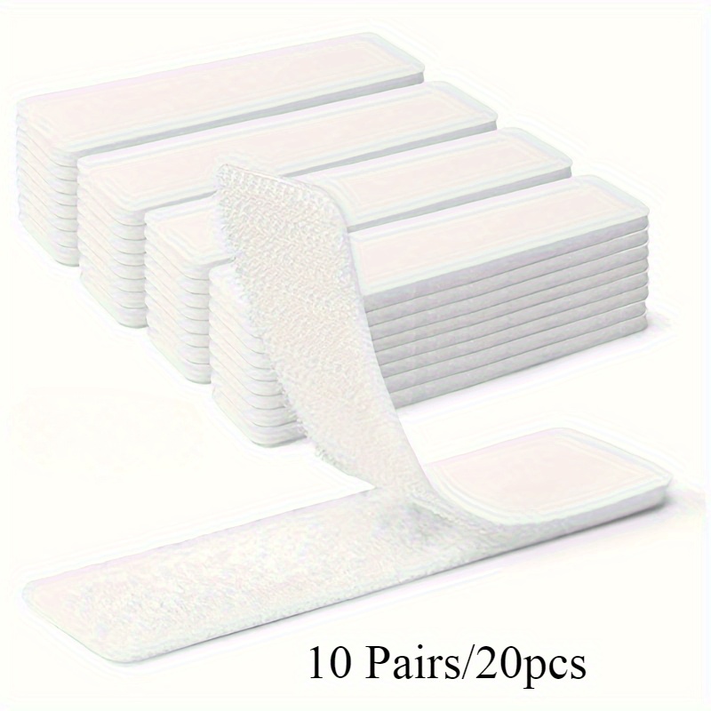 TEMU 10 Sets/20 Sets/50 Sets White Small Double-sided Hook And Loop Tape, Strong Adhesive Fastener Locking Strips For Classroom, Home Office, Carpet,