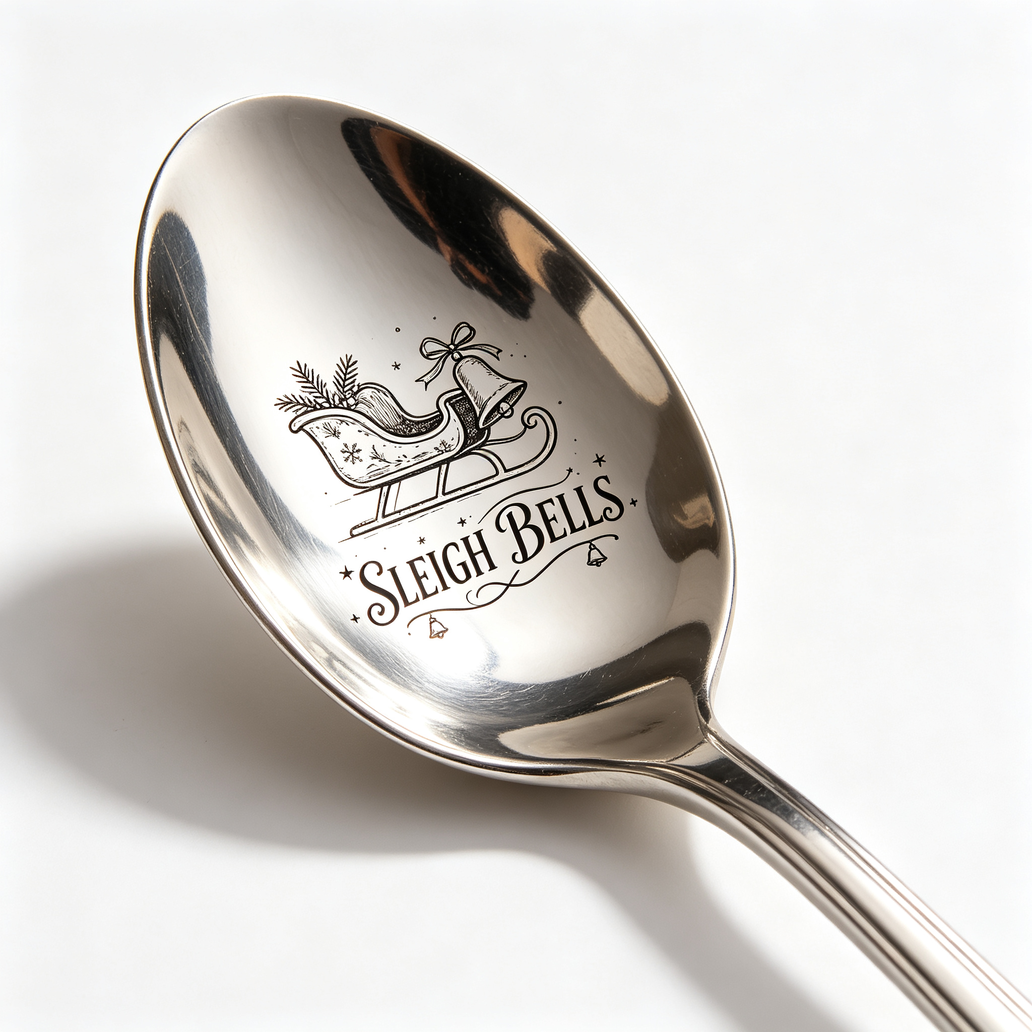 TEMU Sleigh Bells Engraved Stainless Steel Spoon Gift Funny Christmas Coffee Tea Dessert