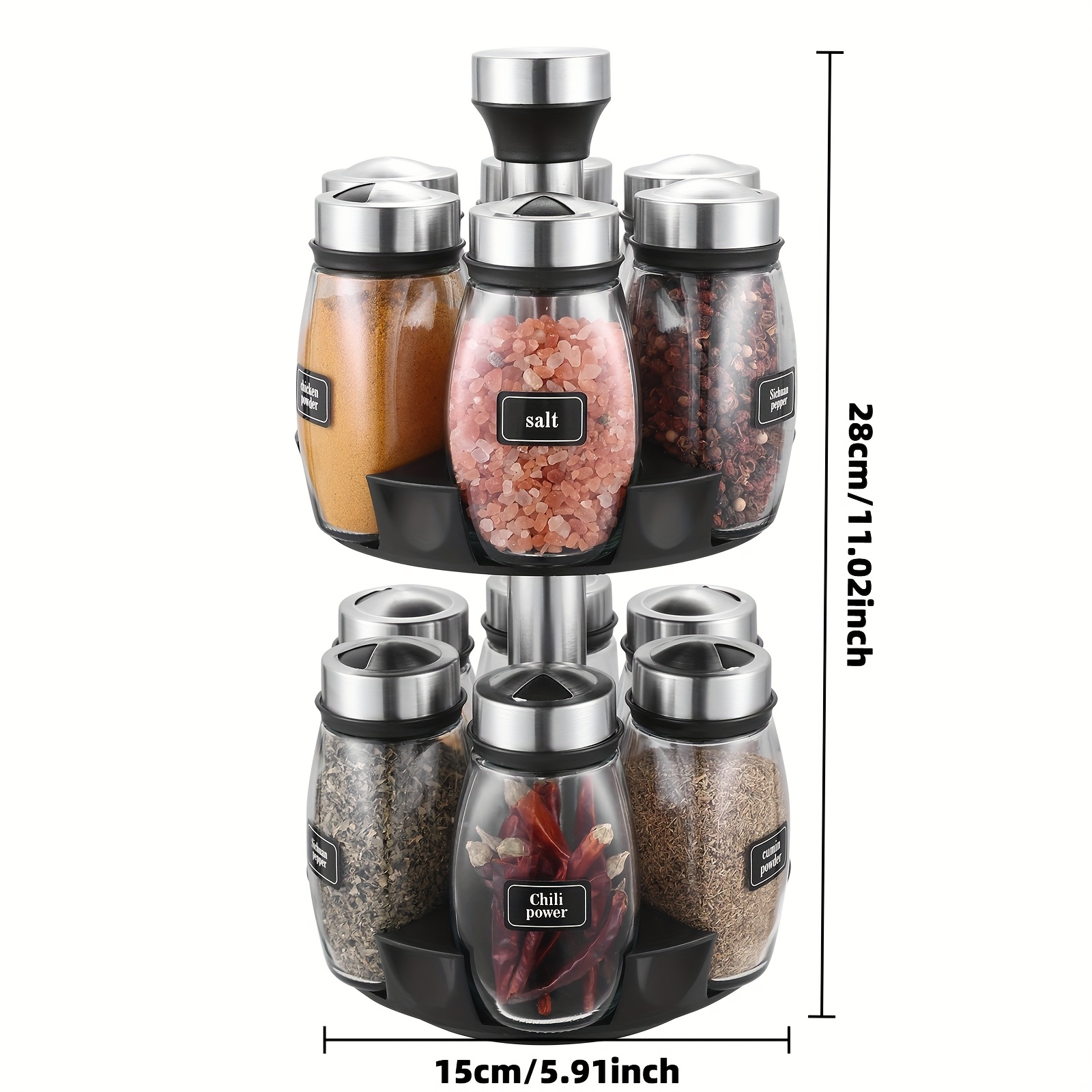 TEMU 12 Spice Bottles/ Rotating Spice Rack | Rotating Spice Rack Organizer Countertop, Rotating Spice Storage Rack Tower Organizer, Rotating Spice
