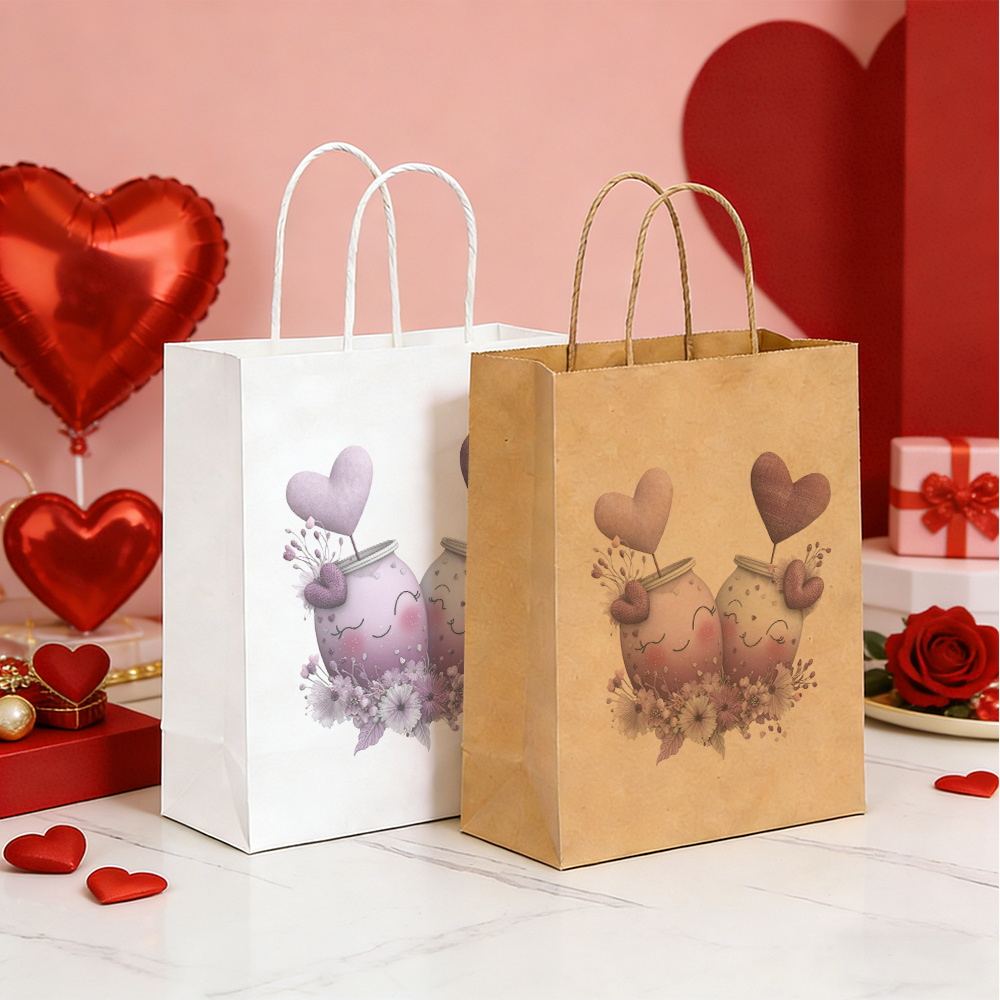 Multi-size Kraft Paper Wedding Gift Bags with Romantic Bouquet Print Patterns for a Wedding Atmosphere. High-quality Sewn Gift Bags Made from Selected Thickened Material, Waterproof and Stain-resistant, with Strong Load-bearing Capacity. They Can