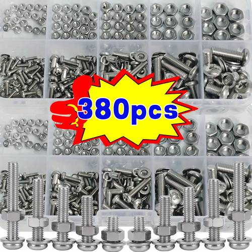 hex nut and set 380pcs durable 2 5 m4 m5 metric sizes universal fastener tool kit for projects and repairs