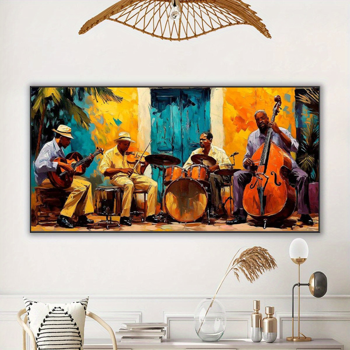 2d flat oversized unframed canvas artwork featuring jazz - Temu