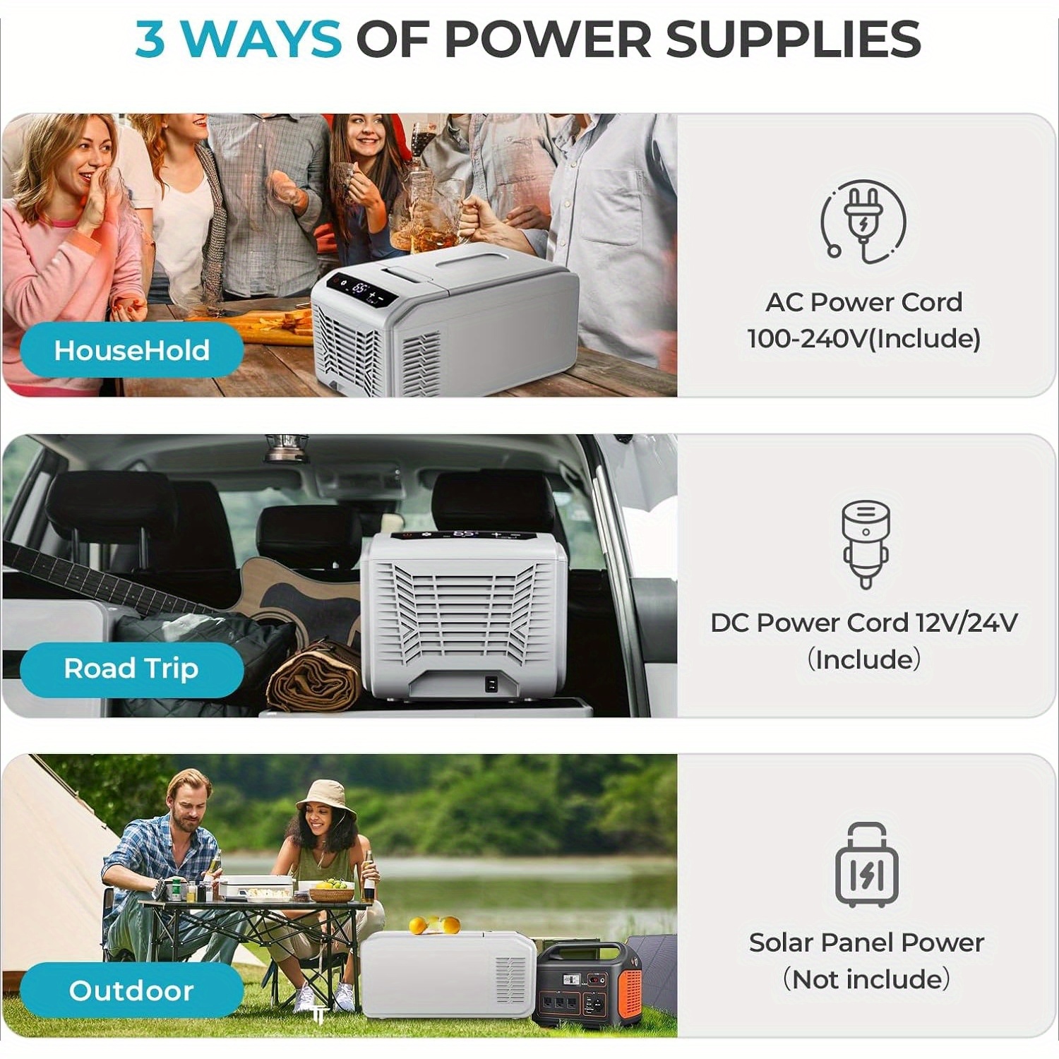 Upgraded 16QT Portable Compressor Car Fridge Freezer for RV Camping Home Use, 3-Way Charging (Solar/AC/DC), 15-Min Fast Cool to -4℉, ECO/MAX Dual Modes, 3-Level Battery Protection, LED Display & Cup Holders, Outdoor Food Storage, Efficient Cooling System, Home Refrigeration, Compact Refrigerator, Energyefficient System, Portable Refrigerator, Road Trippers