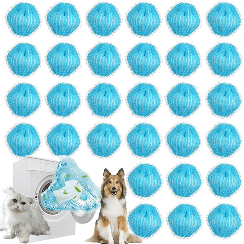 TEMU 30pcs Home Pet Hair Removal Set, Washing Machine, Laundry Ball, Drum Dryer, Hair Collector, Hairball, Cat Hair Remover, Reusable Hairball, Pet