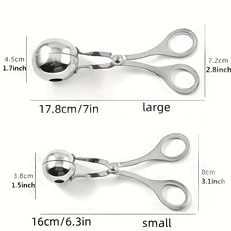 TEMU 2 pinzas de tijeras para albóndigas de acero inoxidable, herramienta antiadherente para dar forma a albóndigas, adecuada para dar forma rápida a