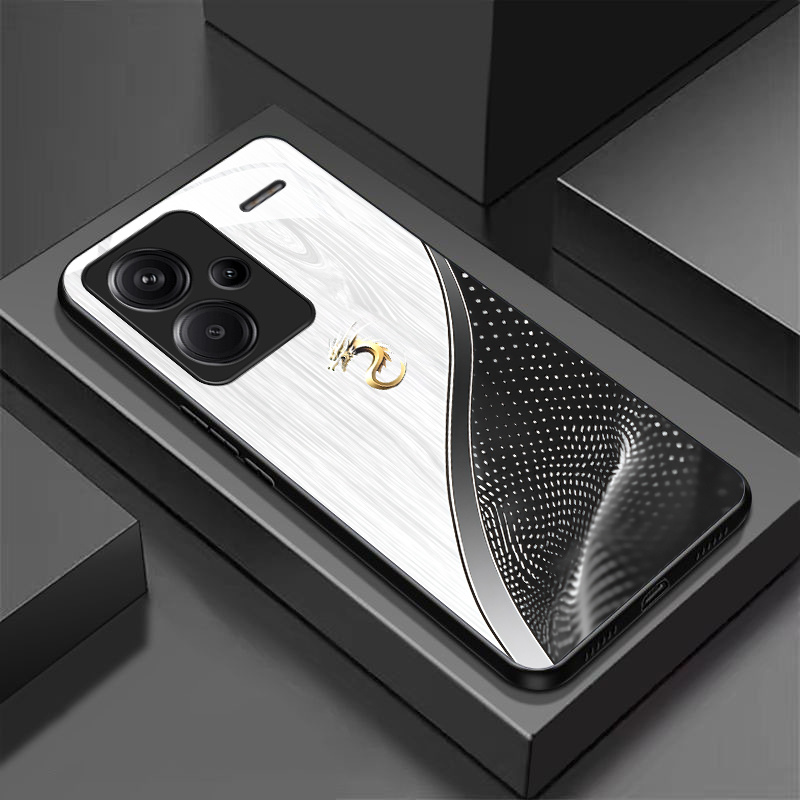 TEMU Custodia per telefono - Lussuoso per Redmi Note 13 Pro+ Custodia in Vetro Temperato Super Texture Design Facile Cover