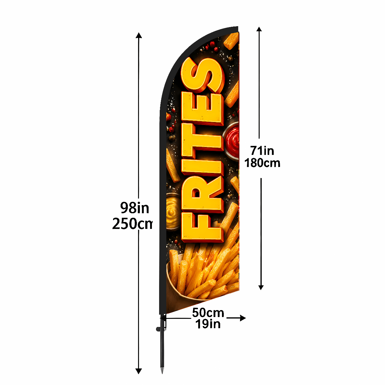 TEMU 1pc [frites] Feather Banner, 6.5ft Tall (pole Not Included), Crispy Theme Visually , Lightweight Design For Flexible Movement, , Stall Promotion
