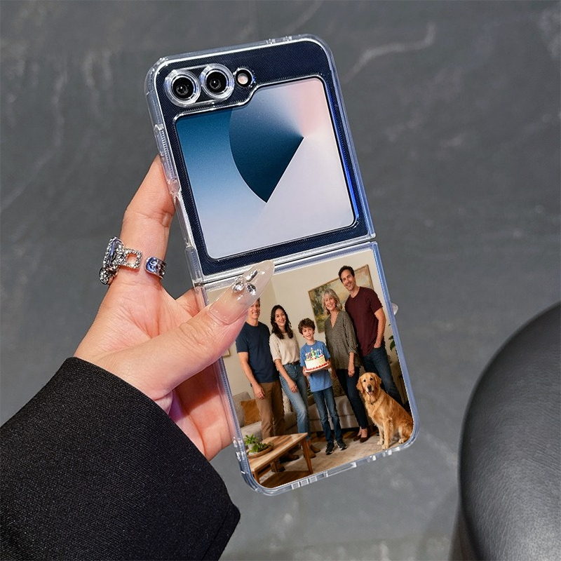 TEMU Phone Case - A Transparent Foldable Phone Case, Personalized Custom With Photo Designs, Flip Phone Case For , Compatible With Galaxy Z Flip