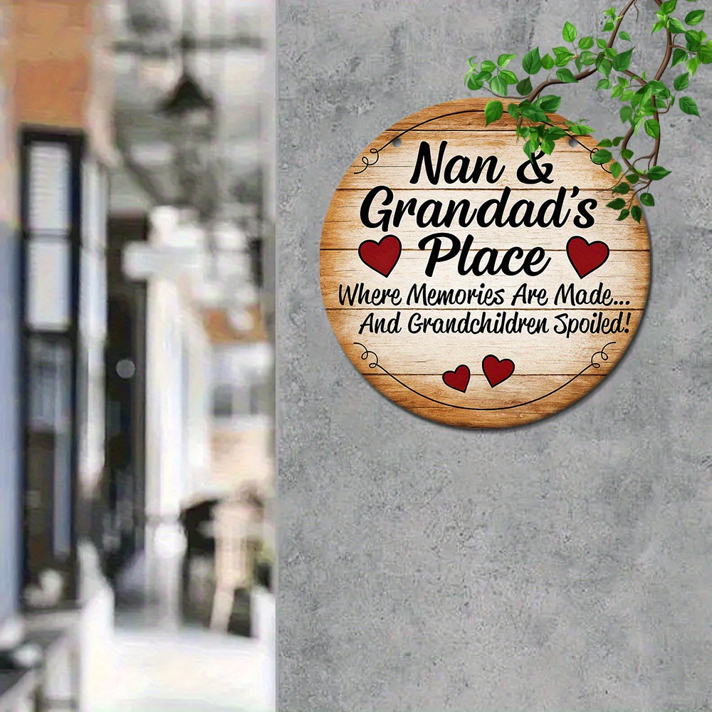 TEMU 2d Flat, 2d Flat - Retro Metal Sign Measuring 20.32cm X 20.32cm, The Of Nan And Grandpa Where Memories Are Made And Grandchildren Are !