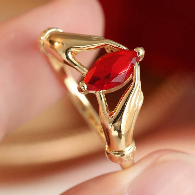 Women's Gold-Toned Hand-Shaped Ring, Daily Wear