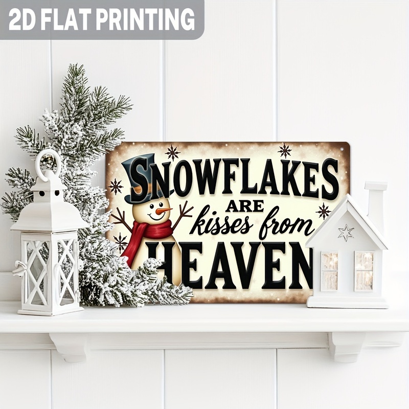 TEMU 2d Flat, [2d Flat] 2d Flat 2d Flat 2d Flat 1pc Vintage Snowflakes Are From Heaven Metal Sign Winter Christmas Theme Wall Art Wall Hanging
